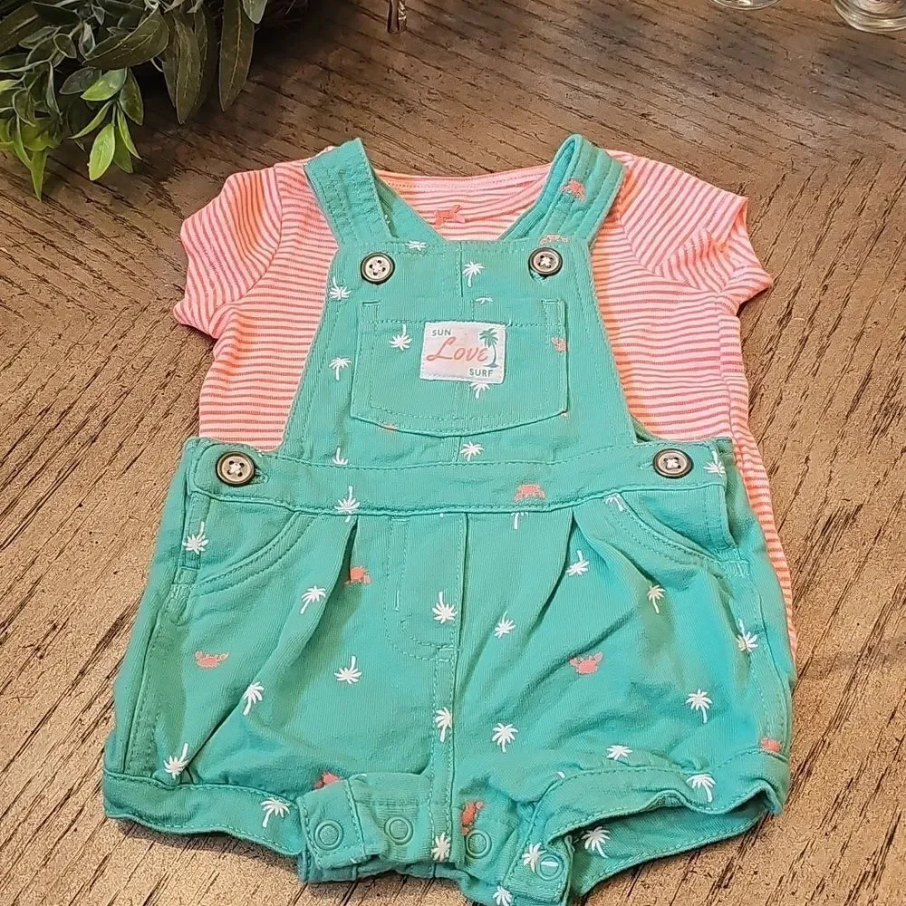 NWOT Carter's Teal Overall Set 3T